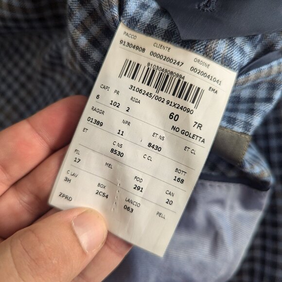 CORNELIANI - Light blue check jacket - Sz 60 - Picture 7 of 8